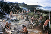 A hunter-gatherer base camp