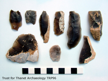 Mesolithic flints from a pit at Thanet Reach
