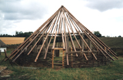 A roundhouse under construction at Butser Ancient Farm