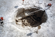 The outer oval grave within the large roundbarrow at North Foreland