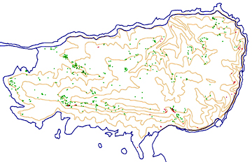 The map of ring-ditch and roundbarrow monuments on the Isle of Thanet