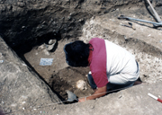 Oliver excavating the Middle Bronze Age ditch at Margate Football Club